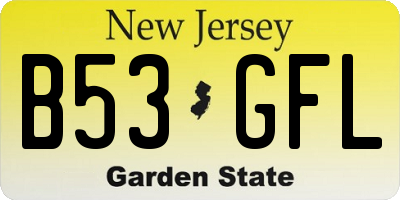 NJ license plate B53GFL