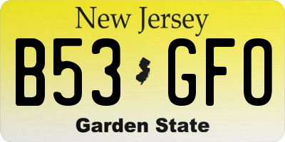 NJ license plate B53GFO