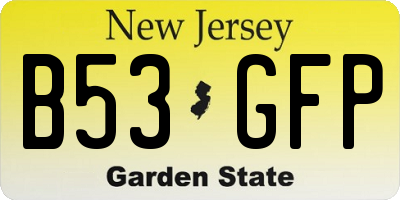 NJ license plate B53GFP