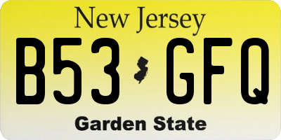 NJ license plate B53GFQ