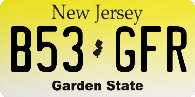 NJ license plate B53GFR