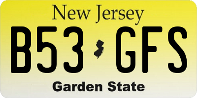 NJ license plate B53GFS