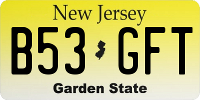NJ license plate B53GFT