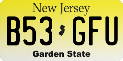 NJ license plate B53GFU