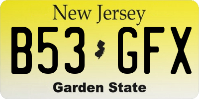NJ license plate B53GFX