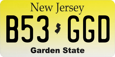 NJ license plate B53GGD
