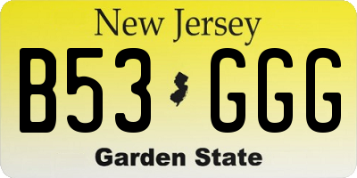 NJ license plate B53GGG