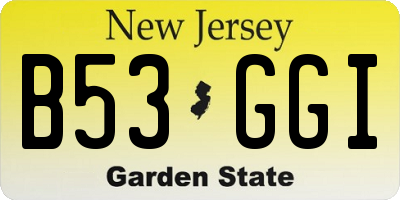 NJ license plate B53GGI