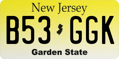 NJ license plate B53GGK