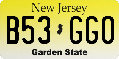NJ license plate B53GGO