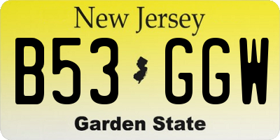 NJ license plate B53GGW