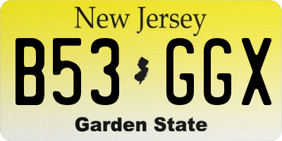 NJ license plate B53GGX