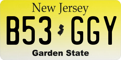 NJ license plate B53GGY