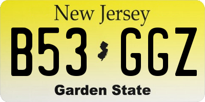 NJ license plate B53GGZ