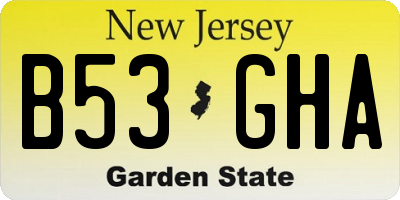 NJ license plate B53GHA