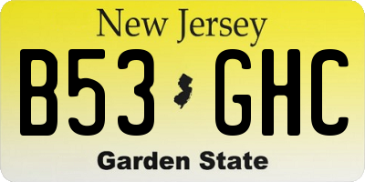NJ license plate B53GHC