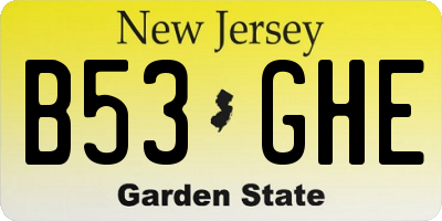 NJ license plate B53GHE
