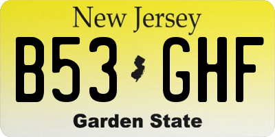 NJ license plate B53GHF