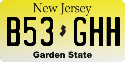 NJ license plate B53GHH