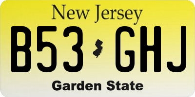 NJ license plate B53GHJ