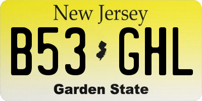 NJ license plate B53GHL
