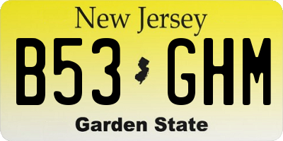 NJ license plate B53GHM