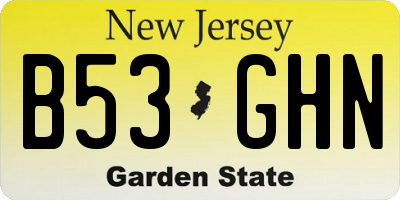 NJ license plate B53GHN