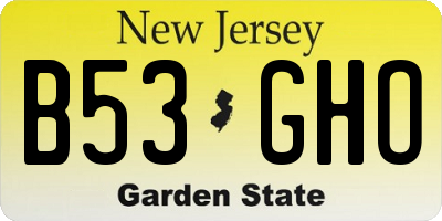 NJ license plate B53GHO
