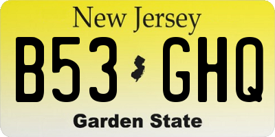 NJ license plate B53GHQ