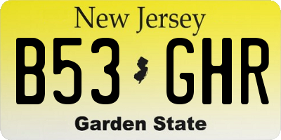 NJ license plate B53GHR