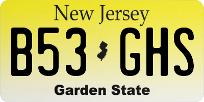 NJ license plate B53GHS