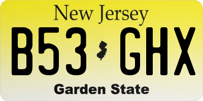 NJ license plate B53GHX