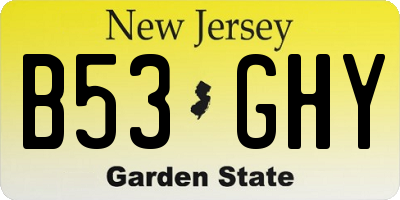 NJ license plate B53GHY