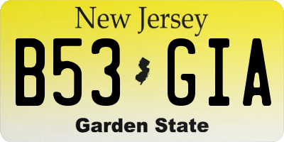 NJ license plate B53GIA