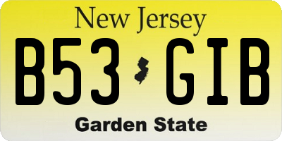NJ license plate B53GIB