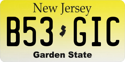 NJ license plate B53GIC