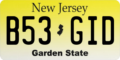 NJ license plate B53GID