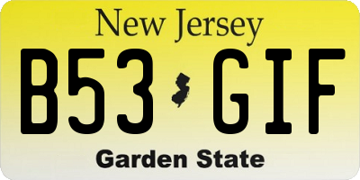NJ license plate B53GIF
