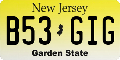 NJ license plate B53GIG