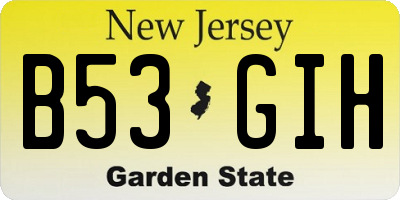 NJ license plate B53GIH