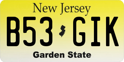 NJ license plate B53GIK