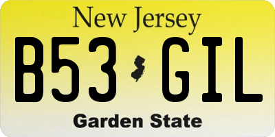 NJ license plate B53GIL