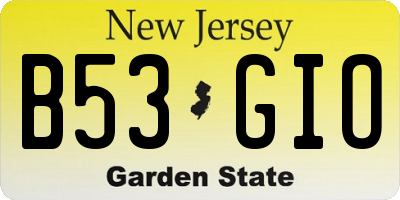 NJ license plate B53GIO