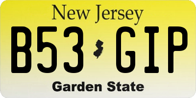 NJ license plate B53GIP