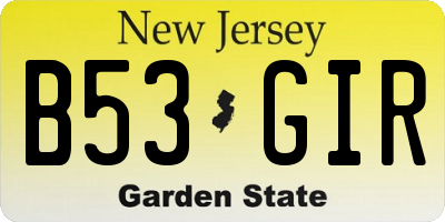 NJ license plate B53GIR