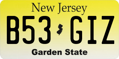 NJ license plate B53GIZ