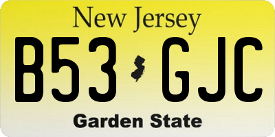 NJ license plate B53GJC