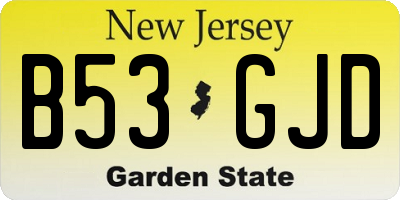 NJ license plate B53GJD