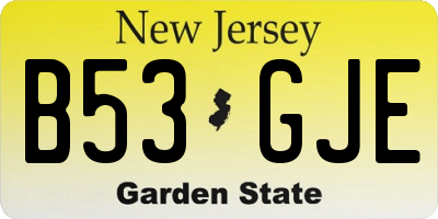 NJ license plate B53GJE