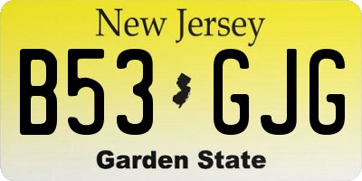 NJ license plate B53GJG